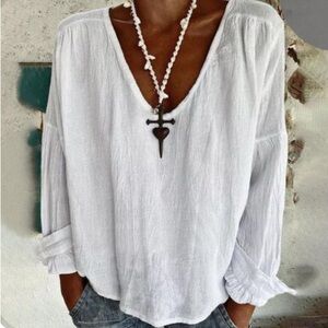 NWT White Women's Top, Size: Medium, White, Cotton